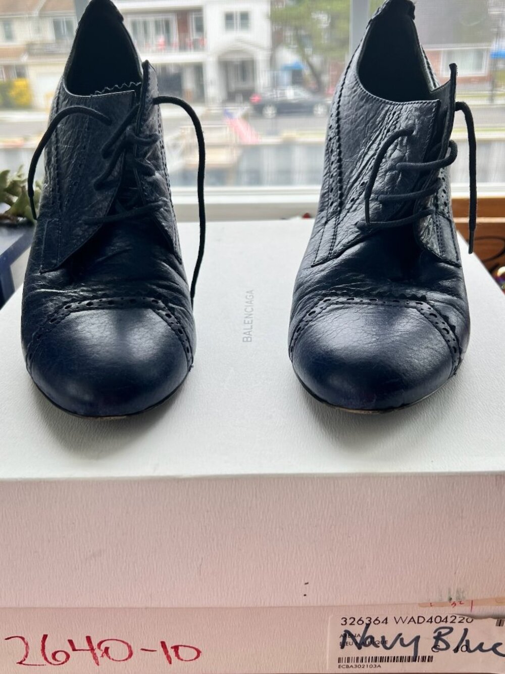 Balenciaga Navy Blue Wedge Heels